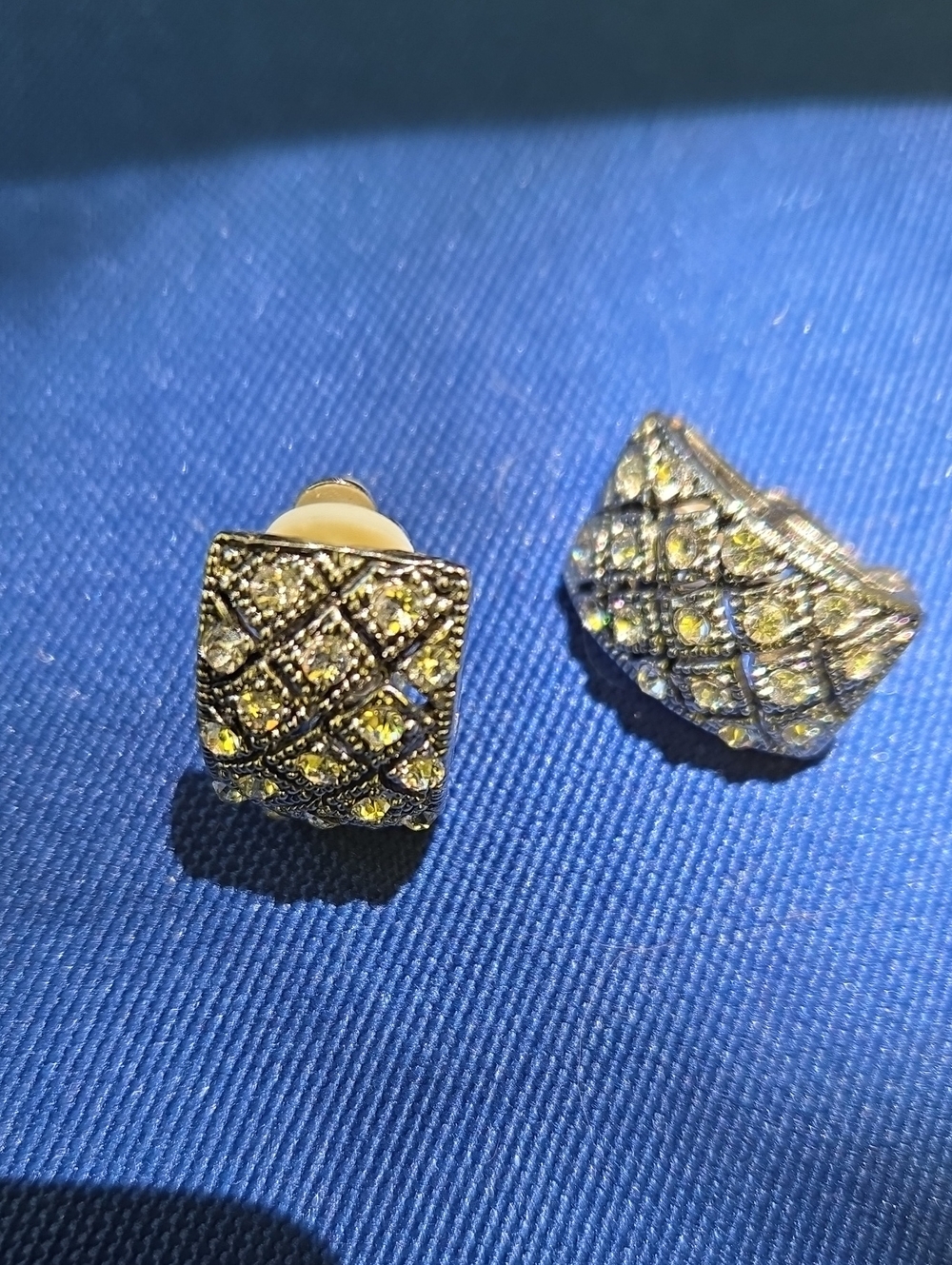 Vintage-Inspired Pave Crystal Clip-On Earrings in Silvertone